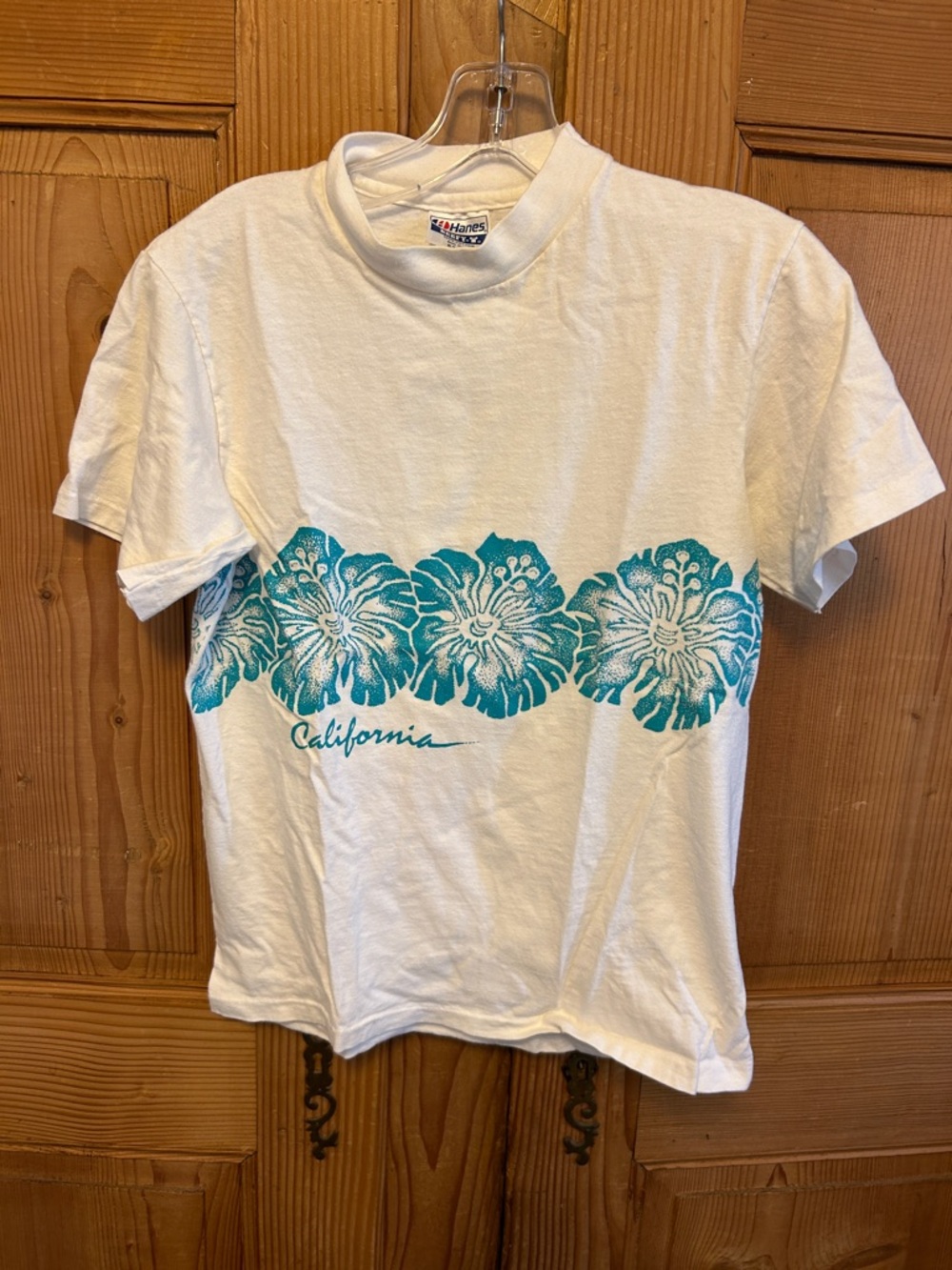 Vintage 80s Golden Coast California Hanes White Beefy-T CT-Shirt 2 Sided Flowers